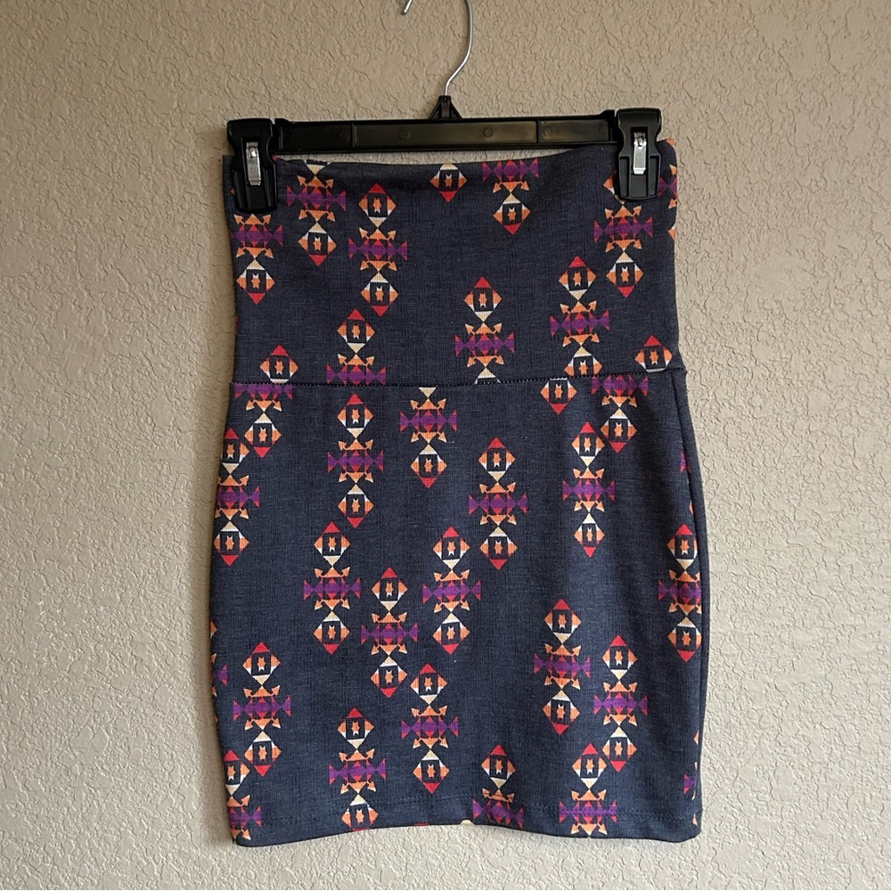 Gray Aztec Printed Mini Pencil Skirt, Size Small